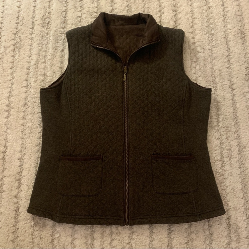Tabi Active Reversible Quilted Zipper Vest - 2 Looks - Preppy 90s Western